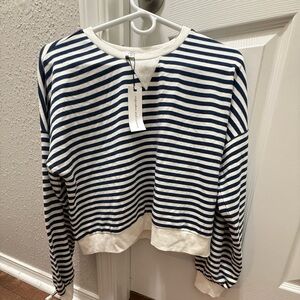Cupcakes & Cashmere Navy and White Striped Tee